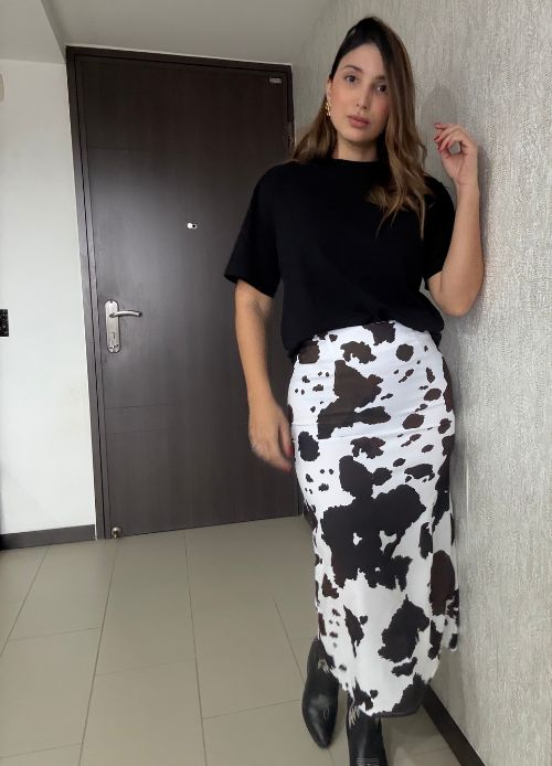 Falda lápiz midi cow print para mujer Ref. London