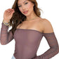 Body cuello bandeja manga larga mesh Mocha Mousse