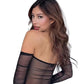 Body cuello bandeja manga larga mesh Negro