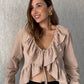 Camisa Nude de boleros anudada al frente Ref. Boho