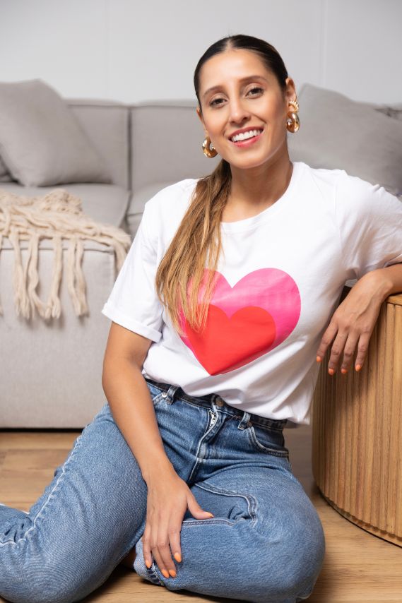 Camiseta blanca estampada Candy Heart