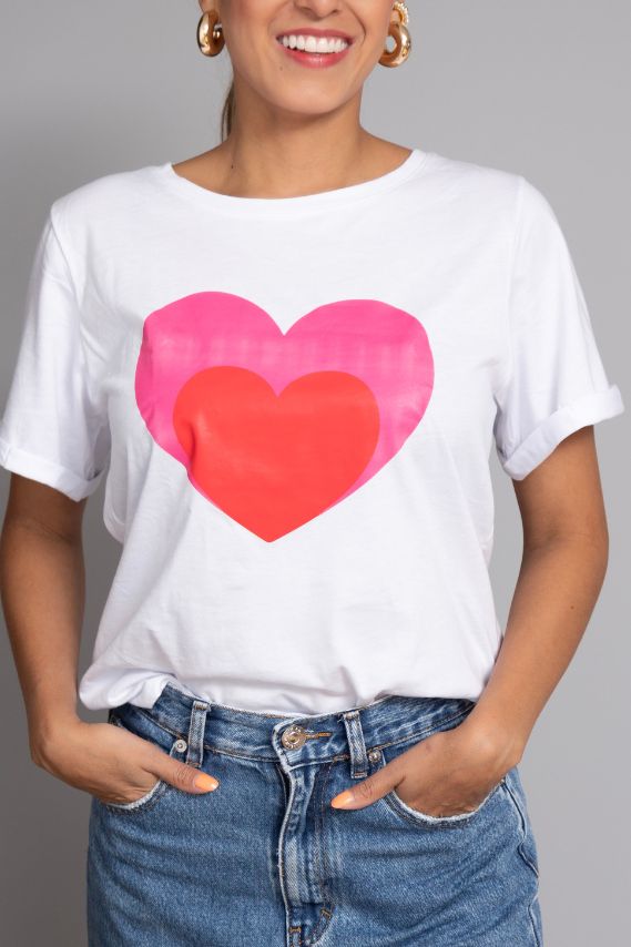 Camiseta blanca estampada Candy Heart