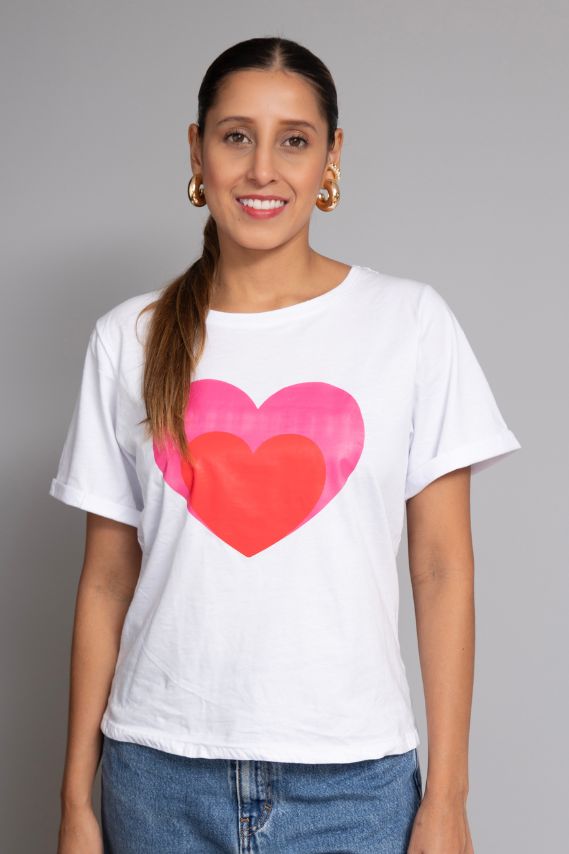 Camiseta blanca estampada Candy Heart