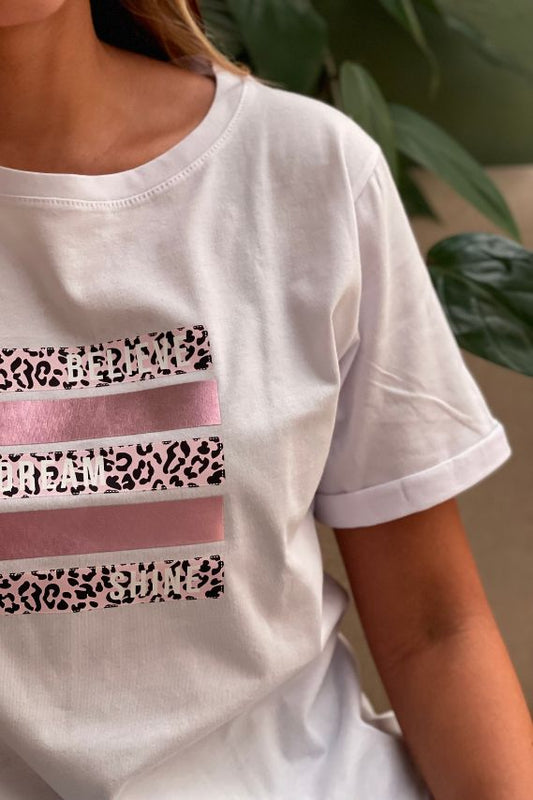 Camiseta básica blanca Animal Pink