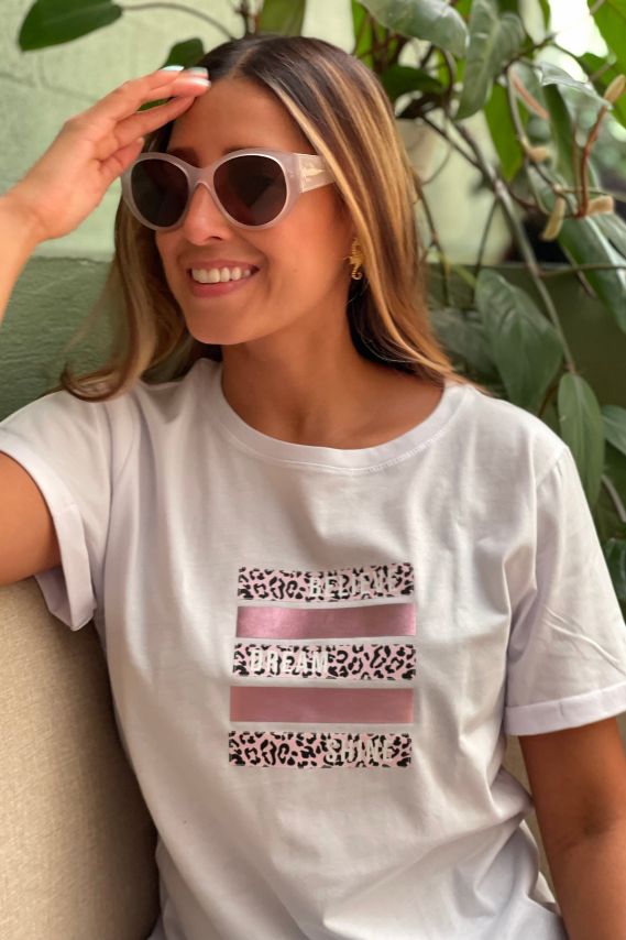 Camiseta básica blanca Animal Pink