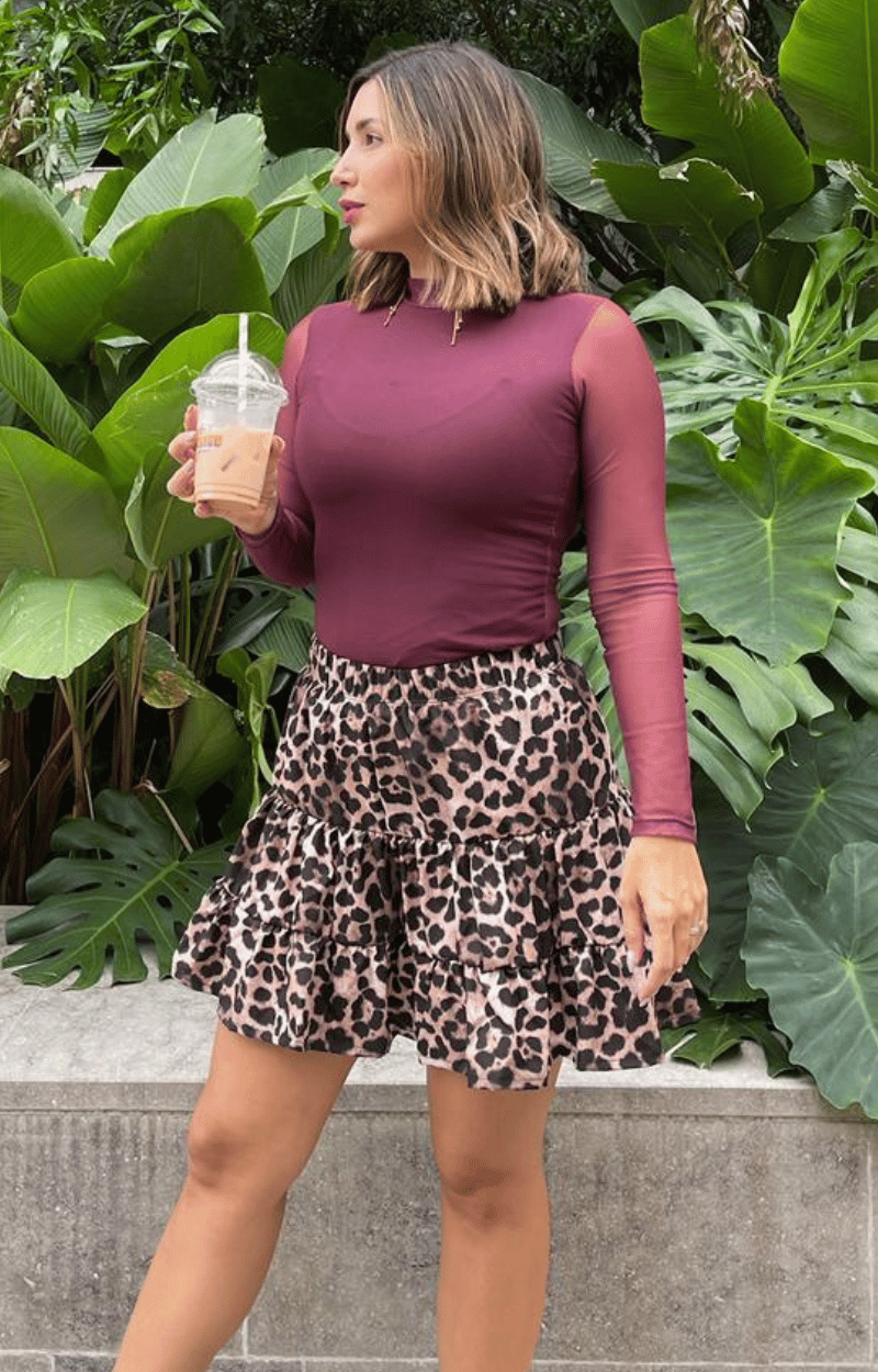Short skirt light fabric bolero animal print