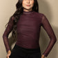Camibuzo Mesh con mangas en transparencia Vino tinto
