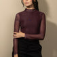 Camibuzo Mesh con mangas en transparencia Vino tinto