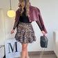 Falda corta tela ligera bolero animal print