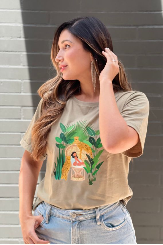 Selvatica beige printed basic t-shirt 