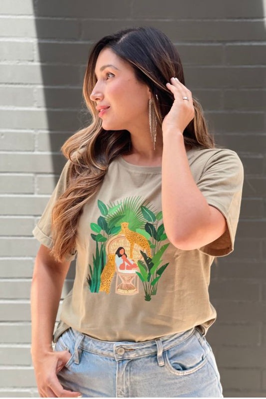 Camiseta básica estampada beige Selvatica