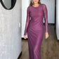 Vestido mesh largo manga larga vino tinto Audaz