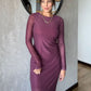 Vestido mesh largo manga larga vino tinto Audaz