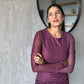 Vestido mesh largo manga larga vino tinto Audaz